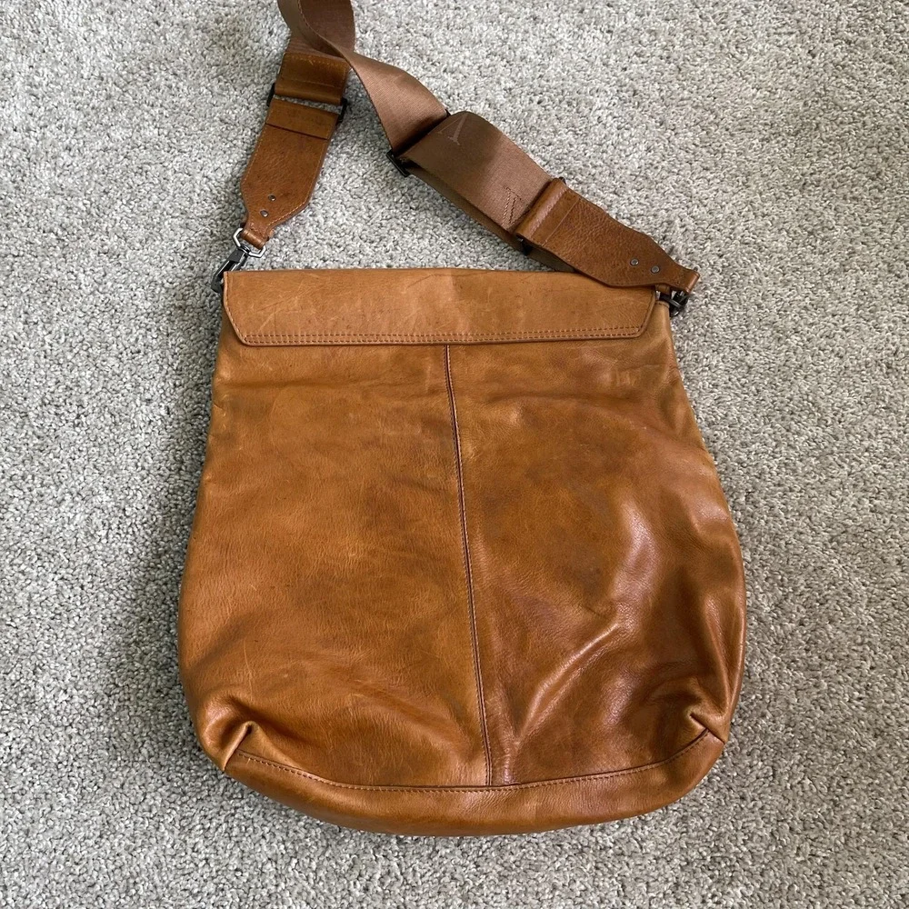 Velez Messenger Bag Mens Large Brown Leather Crossbody Adjustable Strap Pockets